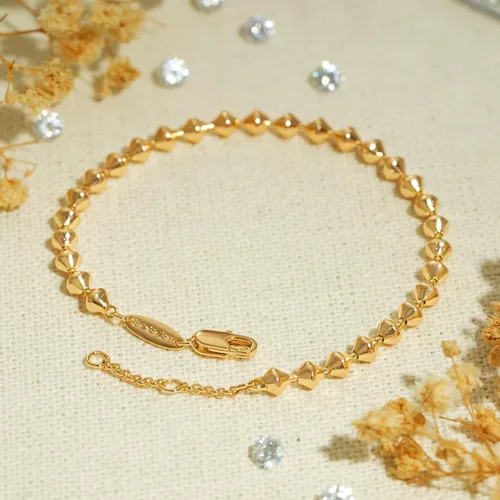 Vista 2 de BENEIGE Pulsera para mujer chapada en oro de 14 quilates, clip de papel satélite, bola ovalada, caja de cable, cadena de eslabones en capas