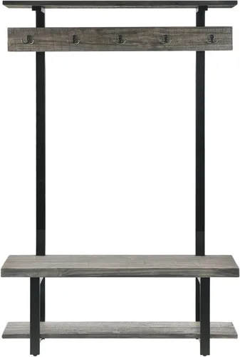 Vista 12 de Alaterre Furniture Pomona - Perchero de entrada – Moderno perchero rústico de 48 pulgadas montado en la pared con 6 ganchos – Madera maciza y ahorro
