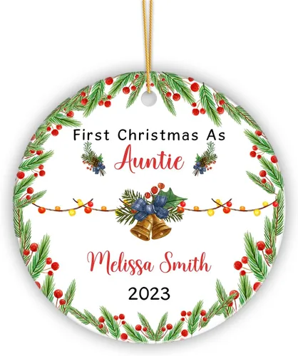 Vista 19 de Adorno personalizado de primera Navidad para bebé con nombre, personaliza la fecha de nacimiento de tu bebé, hora de nacimiento, peso y altura, bebé