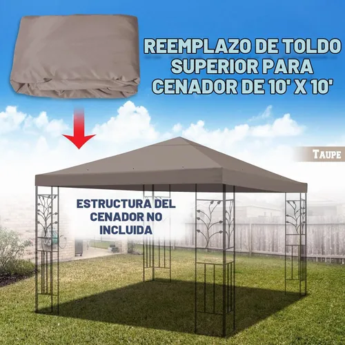 Vista 2 de BenefitUSA - Parasol de repuesto para cenador o toldo de patio de poliéster de una sola capa, Marrón topo