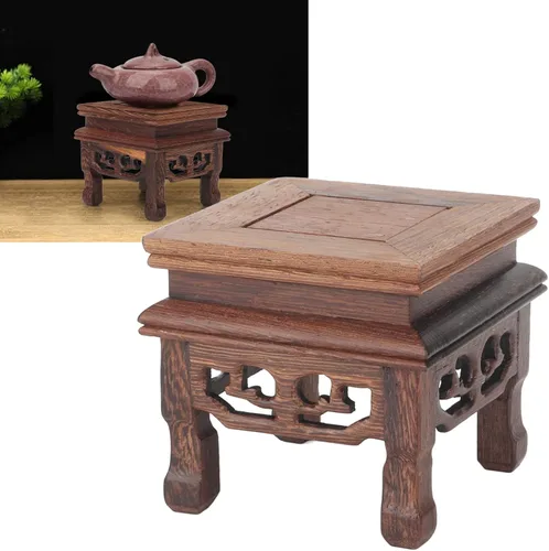 Vista 8 de Mini soporte de exhibición de taburete de madera de estilo chino, estante de exhibición de macetas de jardín, soporte decorativo para elevador