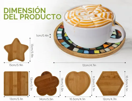 Vista 3 de Lanyani 6 bases de mosaico de madera, sustratos de varias formas para manualidades de mosaico, base de posavasos de azulejos de mosaico..