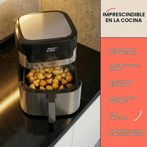 Vista 2 de Knivi - Freidora de aire de acero inoxidable de 8 litros, horno digital con pantalla táctil de 1500 W con 8 ajustes preestablecidos de un solo