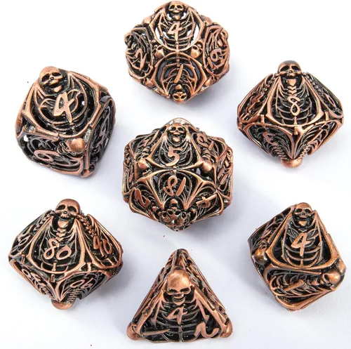 Vista 13 de Dados DND, dados de metal huecos D&D, juego de dados de mazmorras y dragones con caja de regalo, 7 piezas de juegos de dados poliédricos steampunk