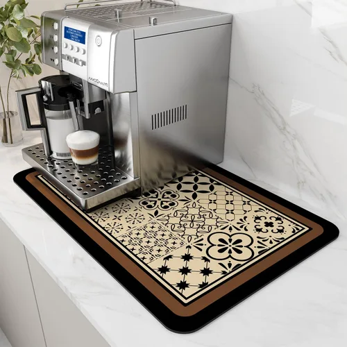 Vista 13 de AMOAMI Tapete de café absorbente con parte trasera de goma para secar platos para encimera de cocina, accesorios de bar para debajo de la cafetera