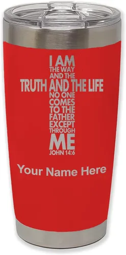 Vista 38 de LaserGram Vaso aislado al vacío de 20 onzas, versículo de la Biblia John 14-6, grabado personalizado incluido (negro) Engraved Gift for Christian