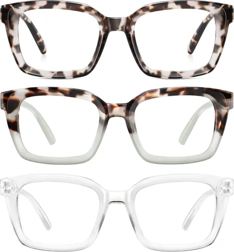 Vista 11 de XVXV Reading Glasses for Women Men - Blue Light Blocking Readers Oversize Square Anti Glare with Spring Hinge