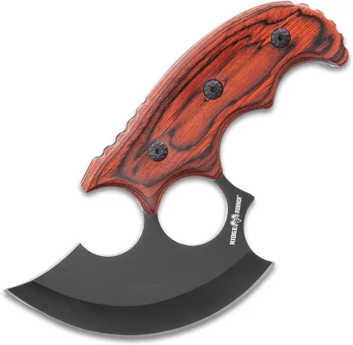 Vista 5 de Ridge Runner Mini cuchillo Ulu modificado con funda Cuchillo de caza y desollado de acero inoxidable de espiga completa de 6 1/2