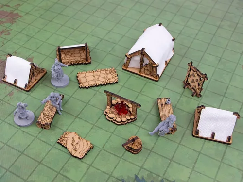 Vista 8 de TowerRex Adventurers Camp D&D Terreno, terreno de dispersión de muebles para miniaturas de 0.984 in, 1.260 in, 1.102 in, accesorios DND