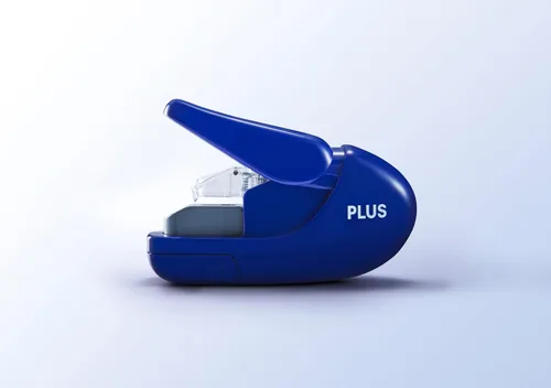 Vista 2 de PLUS Japan, engrapadora sin grapas, color azul, capacidad para 5 hojas, paquete de 1 pieza (1 x 1 grapadora)