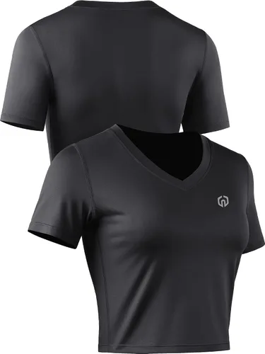 Vista 5 de Neleus Camisetas cortas sin mangas para mujer, ajuste seco, para entrenamiento, paquete de 3