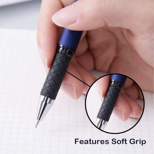 Vista 5 de MiSiBao - Bolígrafos de gel de tinta negra de 0.5mm, 2 en 1, punta media con lápiz táctil, escritura suave para oficina