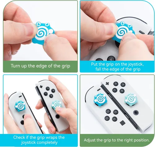 Vista 5 de WISHAVEN Lindas tapas Joycon de agarre para pulgar compatibles con Nintendo Switch Zelda, funda de silicona suave para Nintendo SwitchOLEDLite
