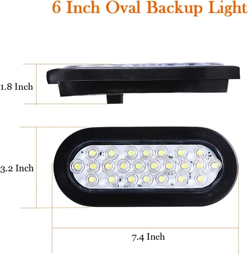 Vista 3 de NPAUTO 4 luces LED ovaladas de 6 pulgadas, 24 luces LED blancas de respaldo reverso, impermeable, parada de remolque, luz trasera para caravanas