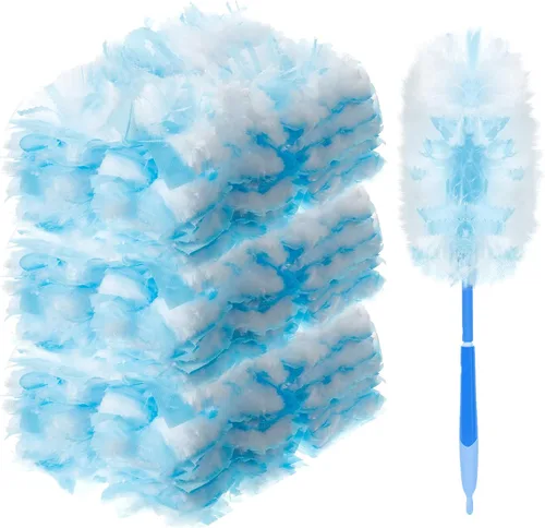 Vista 17 de Vesici 50 piezas de repuesto de plumero compatibles con Swiffer Dusters, repuesto desechable a granel grueso con 1 mango resistente para limpieza