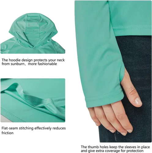 Vista 4 de Willit - Sudadera con capucha y protección solar FPU 50+ para mujer, camiseta de manga larga con FPS, ligera, para exteriores, senderismo, pesca