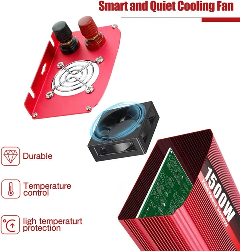 Vista 3 de Cantonape - Inversor de corriente de 1500 W CC 12 V a CA 110 V/120 V