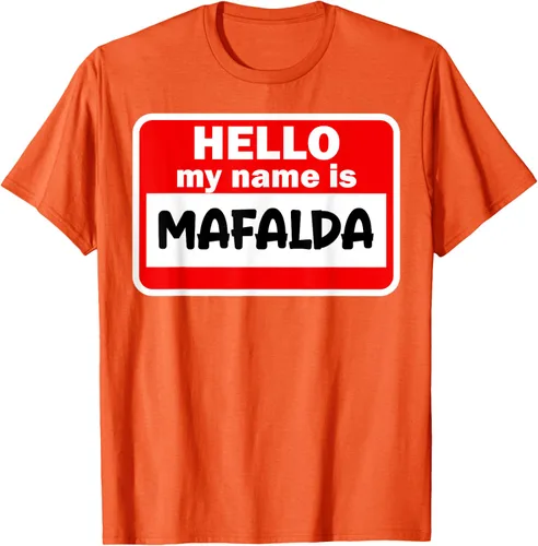 Vista 20 de Mafalda Hello Hi My Name Is Camiseta con nombre en camiseta personalizada, Negro