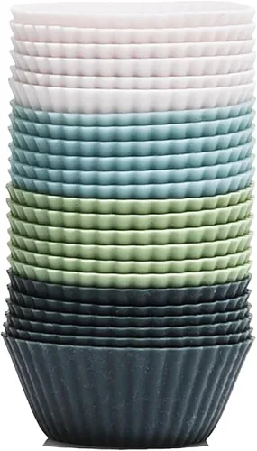 Vista 14 de The Silicone Kitchen JUMBO - Vaso reutilizable de silicona para hornear, no tóxico, sin BPA, apto para lavavajillas, Jumbo, paquete de 12, blanco