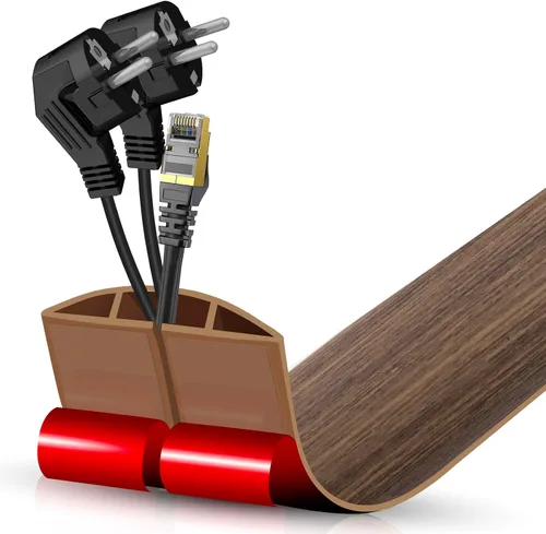 Vista 98 de Cubierta autoadhesiva para cables de suelo, gestión de cables de 3.3 pies, protector de tira de extensión para cables, evita tropiezos de cables