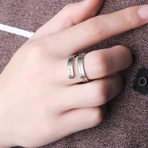 Vista 3 de ZRAY - Anillo de plata con inscripción en inglés "Keep Going", acero inoxidable, tamaño ajustable, regalo de apoyo para mujeres, adolescentes