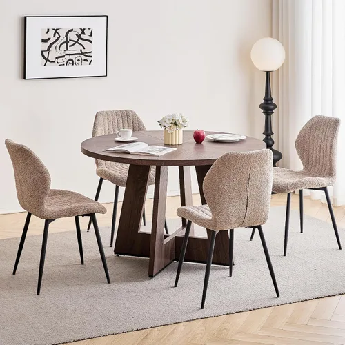 Vista 16 de Juego de mesa de comedor redonda para 4, mesa de cocina y sillas