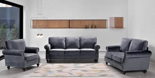 Vista 14 de Container Furniture Direct Lotus - Sofá biplaza tapizado de terciopelo moderno de mediados de siglo, con brazos enrollados, color beige