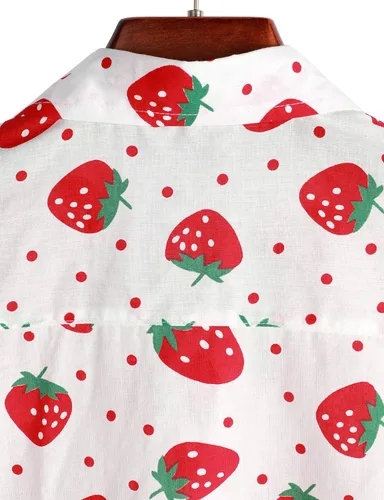 Vista 6 de VATPAVE Mens 100% Cotton Hawaiian Shirts Floral Short Sleeve Button Down Shirts Summer Beach Shirts