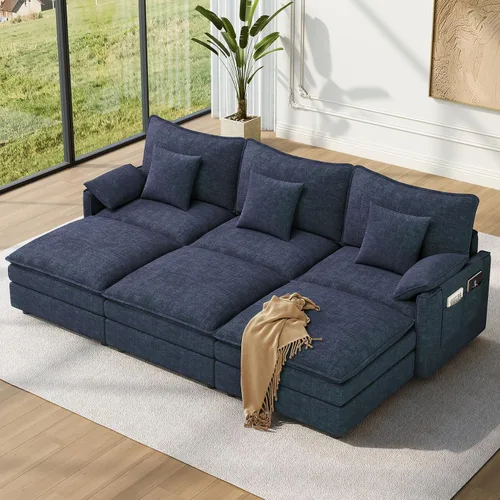 Vista 38 de Vesgantti Sofá modular de 108 pulgadas, cómodo sofá de nube con asiento profundo otomano movible, sofá modular en forma de L, sofás seccionales