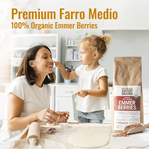 Vista 7 de Grand Teton - Granos antiguos de trigo emmer, 100% bayas orgánicas, bayas de trigo emmer orgánico de grado alimenticio premium, trigo farro