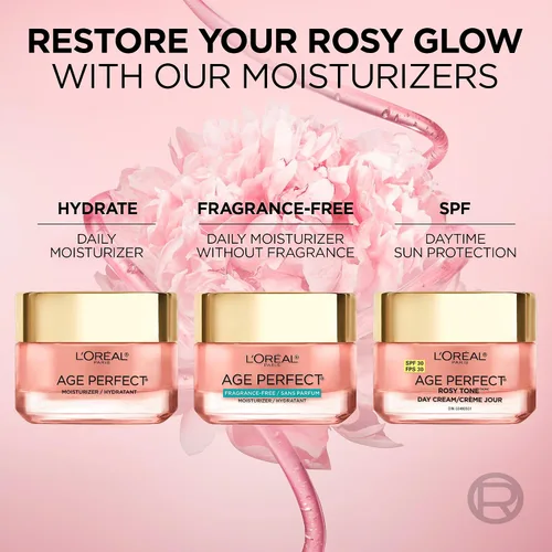 Vista 5 de L'Oreal Paris Skin Care - Hidratante facial para rostro, tono rosa perfecto para la edad, sin fragancia, hidratante para la cara con LHA y peonía