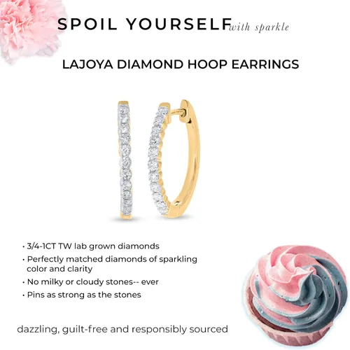 Vista 4 de La Joya Lab Grown Diamond Hoop Earrings for Women 34 - 1 CT TW 925 Sterling Silver Hoop Diamond Earrings The Ideal Pair of Womens Diamond Earrings