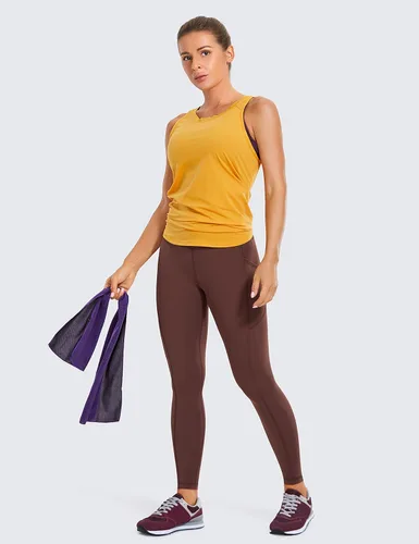 Vista 4 de CRZ YOGA - Leggings de entrenamiento cepillados con sensación de desnudez para mujer, de 25 pulgadas, pantalones deportivos para yoga de cintura