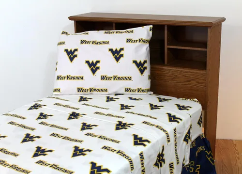 Vista 7 de College Covers Everything Comfy West Virginia Mountaineers - Juego de sábanas de 3 piezas, tamaño individual, fondo del color del equipo, 1 sábana