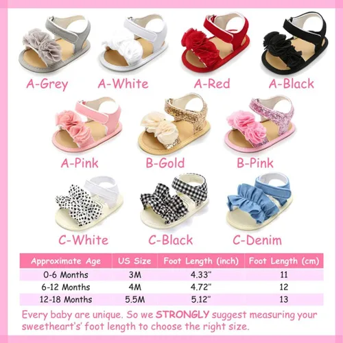 Vista 6 de Timatego Sandalias de verano para bebés y niñas con suela suave de flores para recién nacidos, zapatos de vestir para cuna