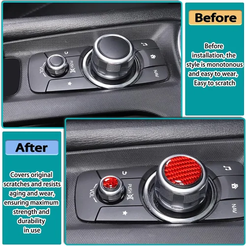 Vista 2 de Adhesivo de fibra de carbono suave para coche, multimedia, botón adhesivo compatible con Mazda MX-5 2016-2020, accesorios de protección