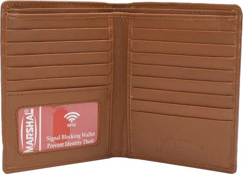 Vista 8 de Cartera Bifold Hipster para Tarjetas de Crédito con Bloqueo RFID de Piel de Cordero Premium, Antiguo, medio, Bifold