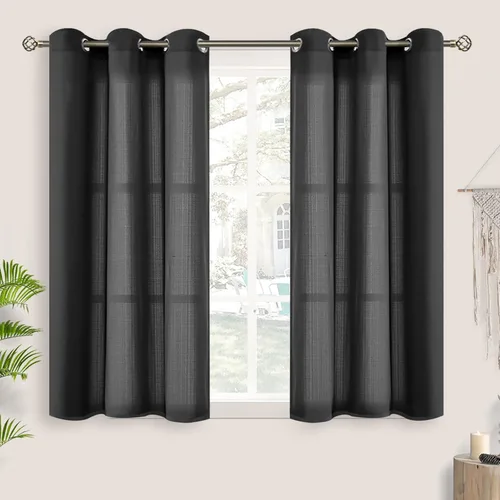 Vista 49 de BGment Cortinas cortas de lino transparente de 40 pulgadas para cafetería, con ojales, filtrado de luz, semitransparentes para ventanas pequeñas