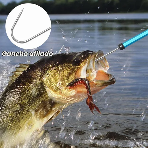 Vista 6 de SANLIKE Telescopic Fishing Gaff, Aluminum Pole, Stainless Steel M8 Hook Azul