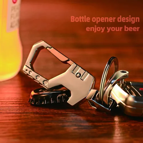 Vista 5 de Mtverver Heavy Duty Key Chain with (1 key ring and 1 D-ring),Bottle Opener,Carabiner Car Key Chains