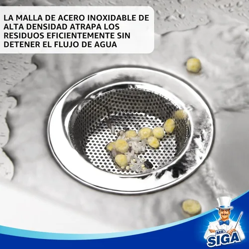 Vista 4 de MR.SIGA - Colador de fregadero de cocina, colador de drenaje de fregadero de acero inoxidable, apto para lavavajillas, diámetro exterior 4.4