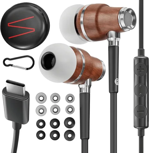 Vista 16 de Auriculares sintonizados NRG 3.0 Premium Madera aisladores de sonido, con micrófono y control de volumen, estilo madera Negro