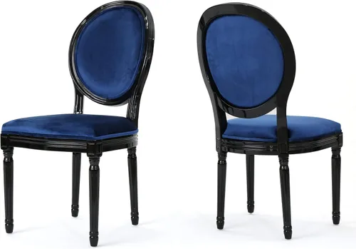 Vista 15 de Christopher Knight Home Camille - Sillas de comedor tradicionales de terciopelo, juego de 2 piezas, gris/negro brillante
