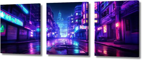 Vista 49 de Lienzo decorativo para pared de sala de estar, lienzo Cyberpunk, decoración de pared de 3 paneles, decoración de pared para el hogar, dormitorio
