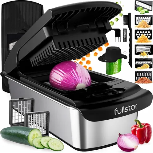 Vista 16 de Fullstar The Original Pro Chopper - Picador de verduras y espiralizador, picador de alimentos con recipiente, rebanador de frutas, accesorios