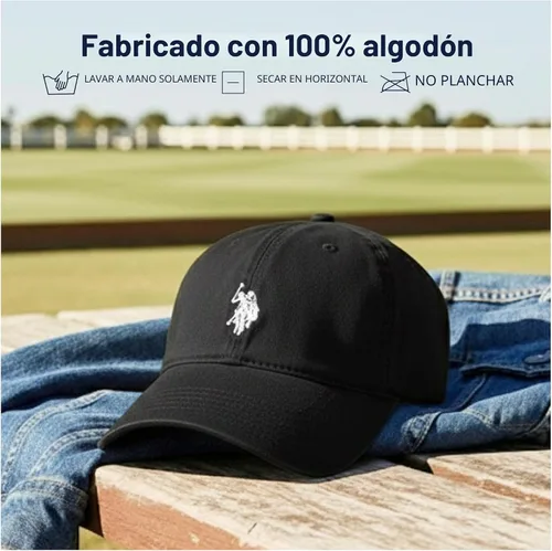 Vista 7 de U.S. Polo Assn. Gorra de béisbol, sombrero ajustable de papá 100% algodón con pequeño logo de pony Negro