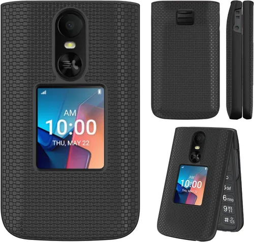 Vista 5 de Funda para teléfono TCL Flip 4 5G/T440 (2025) con protector de pantalla Cubierta protectora rígida delgada (negro)