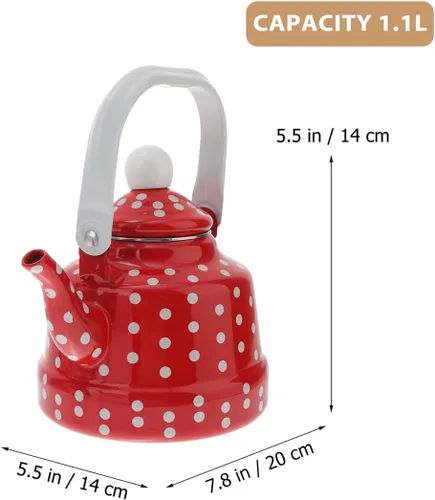 Vista 2 de Cabilock Tetera esmaltada, tetera con asa, olla de agua caliente de calentamiento rápido de 1.1 cuartos de galón para gas, inducción, electricidad