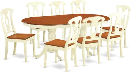 Vista 13 de East West Furniture PLKE5-BCH-LC - Juego de muebles de comedor de 5 piezas, incluye una mesa de cocina ovalada con hoja de mariposa y 4 sillas