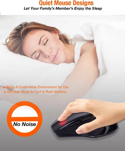 Vista 7 de Ratón inalámbrico USB C, ergonómico de gran tamaño, recargable para juegos y oficina con 4 ajustes de DPI de nivel, 6 botones, para MacBook Pro